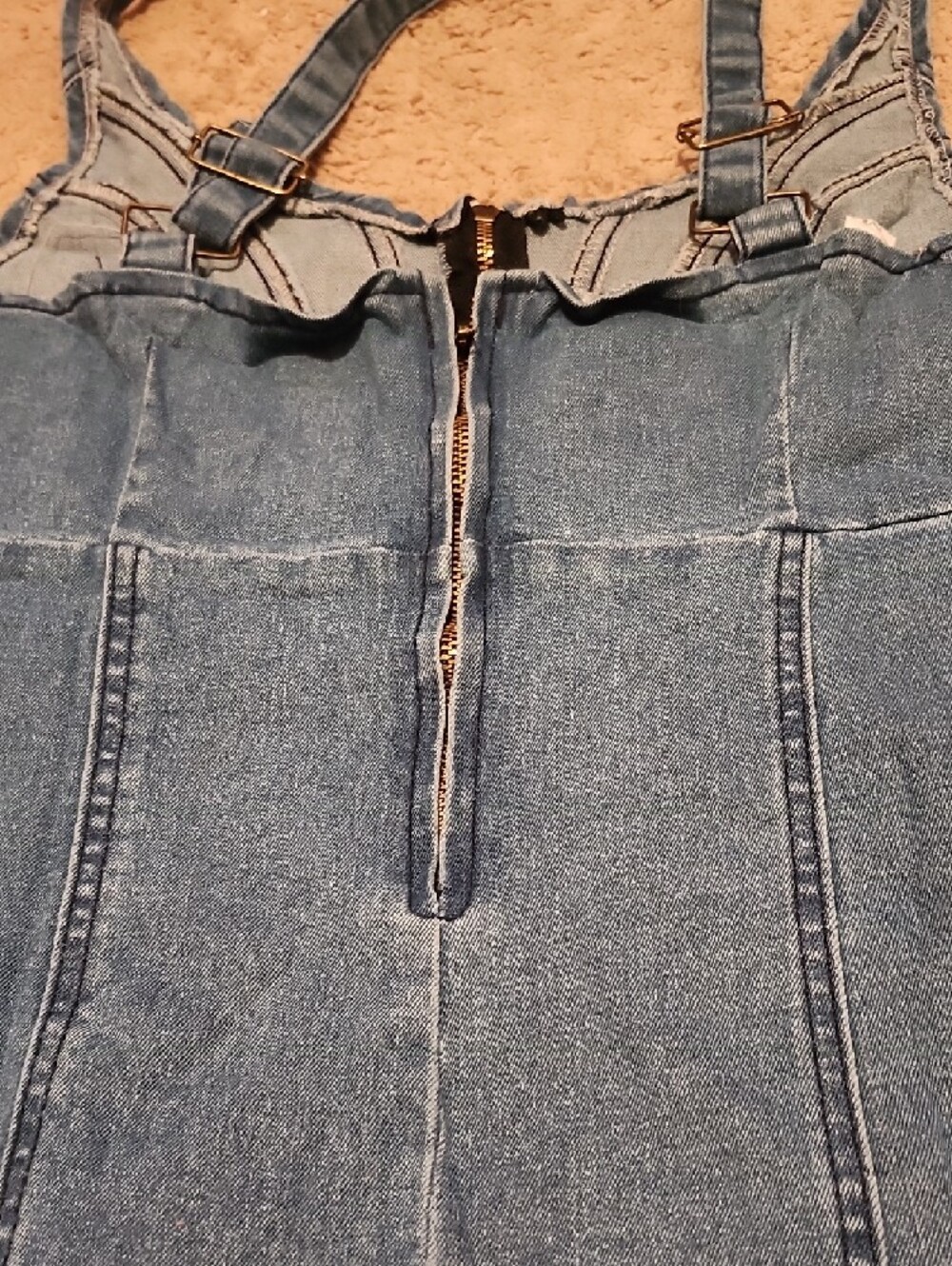 Denim Midi Dress with Front Zip and Side Slit - Picture 5 of 6